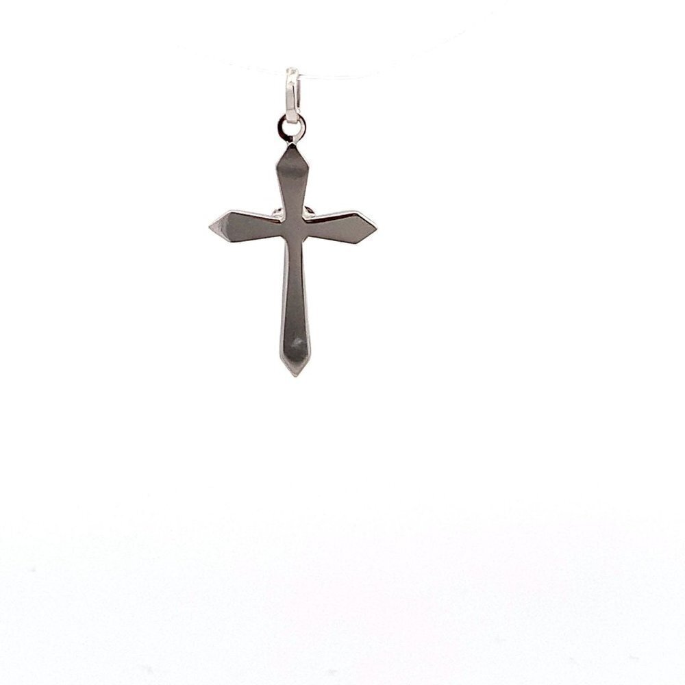 18K White Gold Pendant Cross Religious Small 0.88 grams with Defects - Picture 9 of 13
